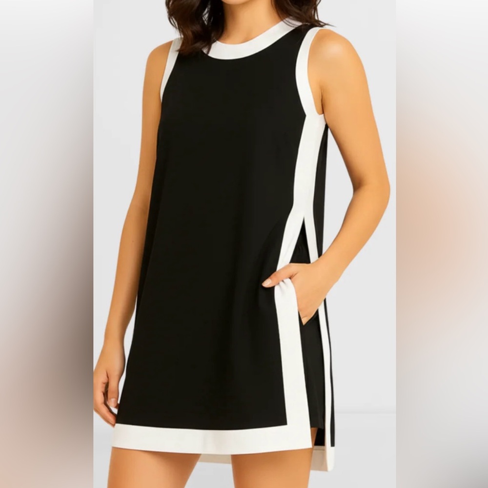 Black and White Sleeveless Dress
